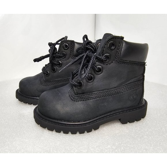 Toddler Timberland Waterproof 6" Premium Leather Black Nubuck Boots Sz 5 Medium - Picture 1 of 12